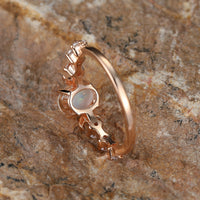 Elegant Rainbow White Fire Opal Small Moon Gold Plated Rings