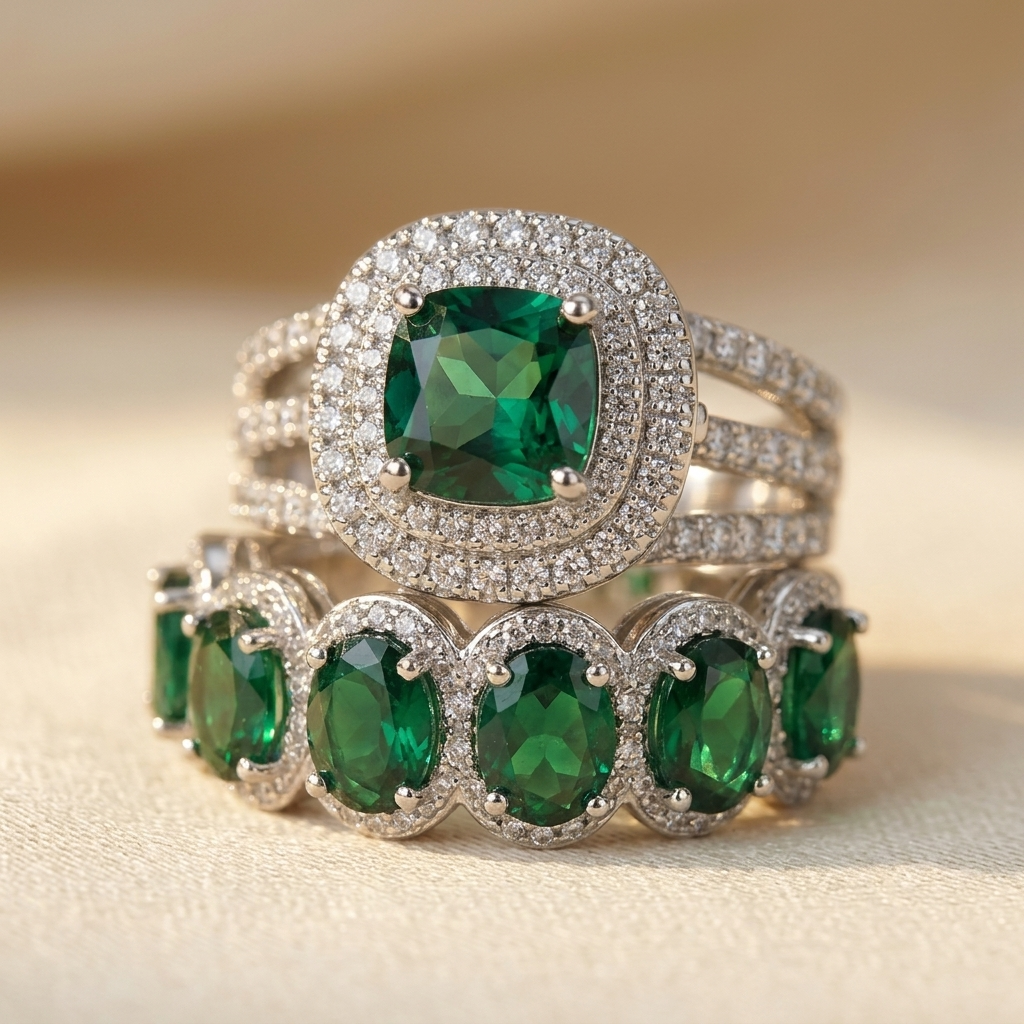 Nl/2 Stuks Set Dames Band Ring Luxe 4 Klauw Pave Glanzende Synthetische Zirkonia Ring Set Dames Banket Bruiloft Koppels Verloving High End Sieraden Multi Color Optioneel