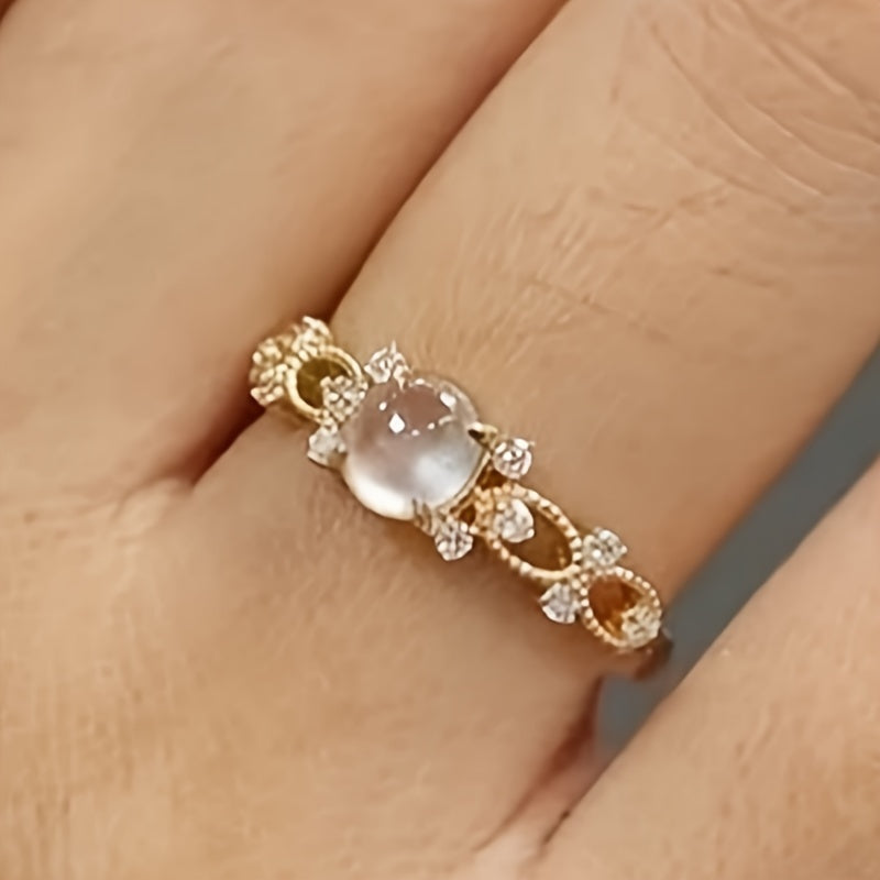 Nl/Modieuze Luxe Synthetische Maansteen Ring Voor Vrouwen Verlovings En Trouwaccessoire Dagelijks Casual Feest Jubileumcadeau