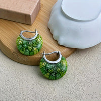 Vintage Vibrant Glass Floral Bead Dangle Earrings