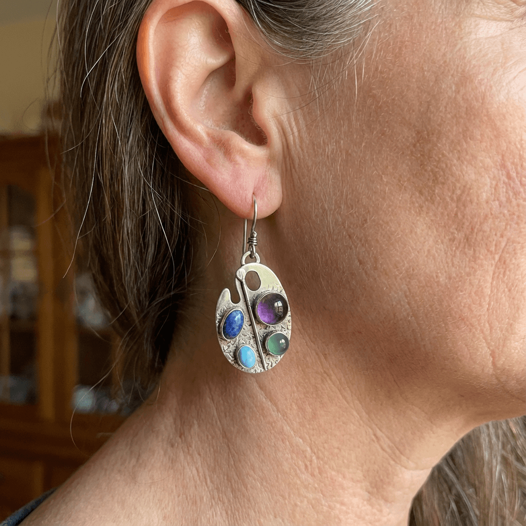 Artist Palette Gemstone Drop Earrings