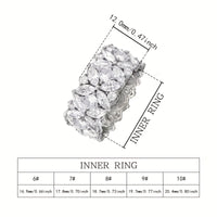Stylish Wide Zirconia Floral Cluster Diamond Ring