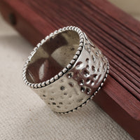 Vintage Handcrafted Silver Plated Wide Band Heart Spinner Ring
