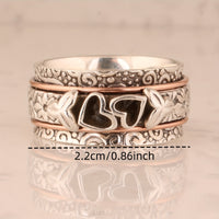 Vintage Style Butterfly Heart Silver Plated Spinner Ring
