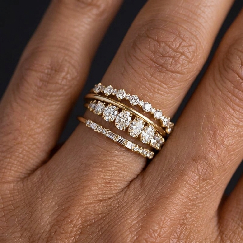 Nl/4 Delige Dames Ring Set Elegante Gemakkelijke Synthetische Zirkonia Ingelegde Ringen Geschikt Voor Dames Bruiloft Dagelijks Casual Vakantie Dating Party Mode Additions Sieraden