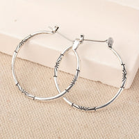 Vintage Artisan Floral Hoop Earrings