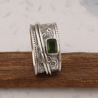 Vintage Bohemian Wide Band Zirconia Silver Plated Ring