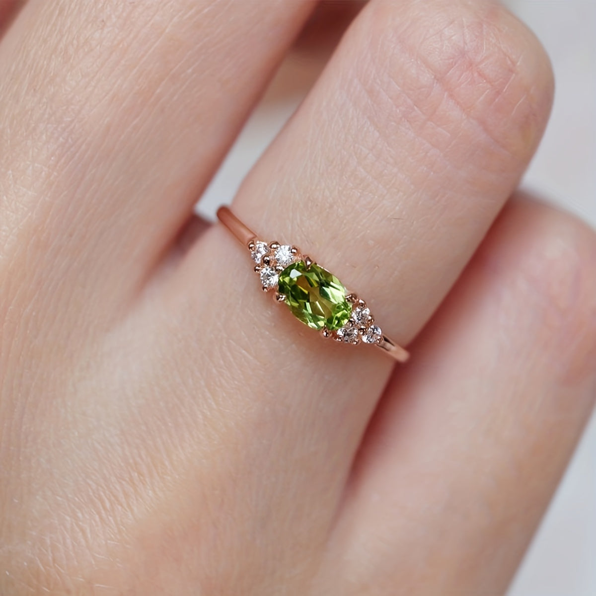Bohemian Style Classic Oval Zirconia Rose Gold Plated Ring