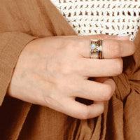 Elegant Celestial Sun Moonstone Fidget Silver Ring