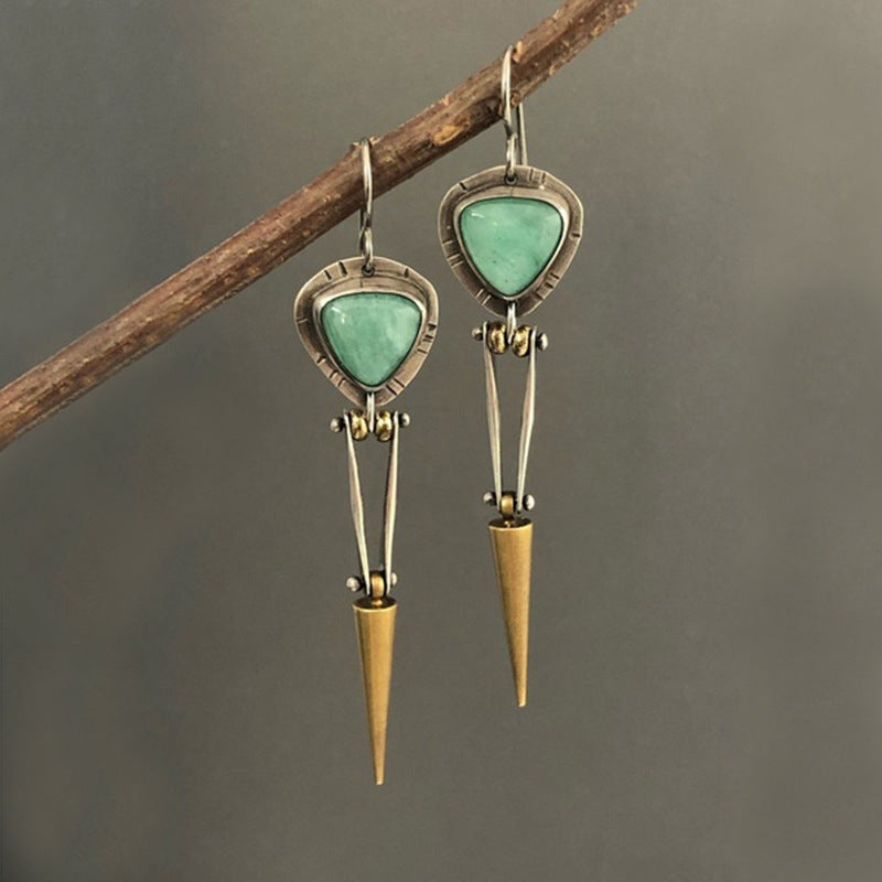 Ancient Design Unique Turquoise Drop Earrings