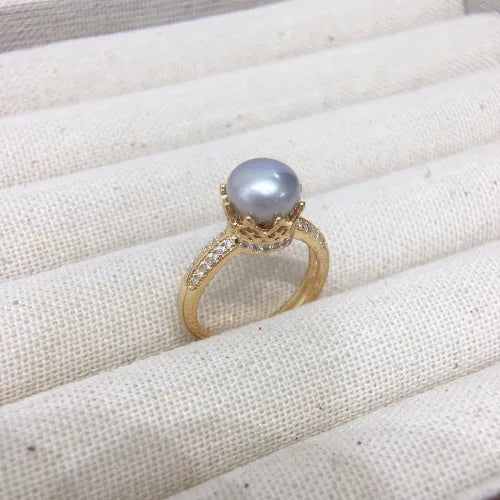 Art Deco Pearl Solitaire Gold Ring