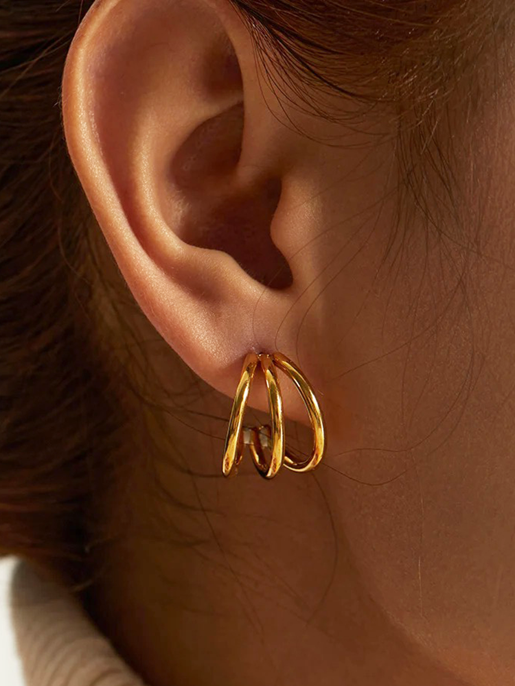 Billie 3-Layer Earrings Gold