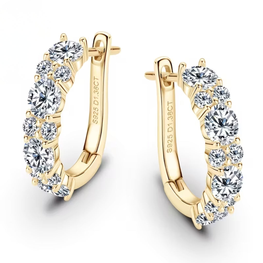 Gold Zirconia Stud Hoop Earrings
