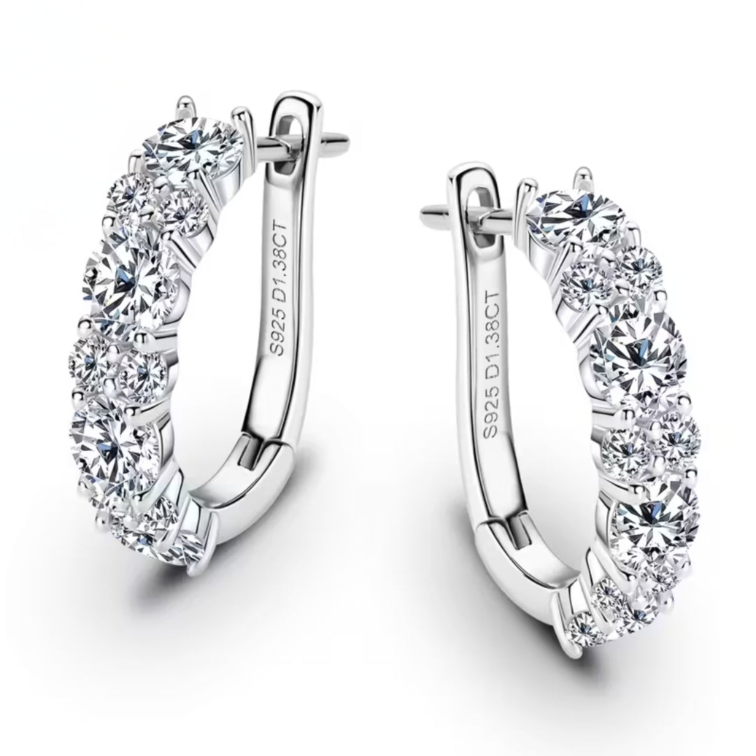 Gold Zirconia Stud Hoop Earrings