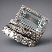 Vintage Silver Turquoise Glass Stackable Ring Set