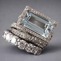 Vintage Silver Turquoise Glass Ring Set