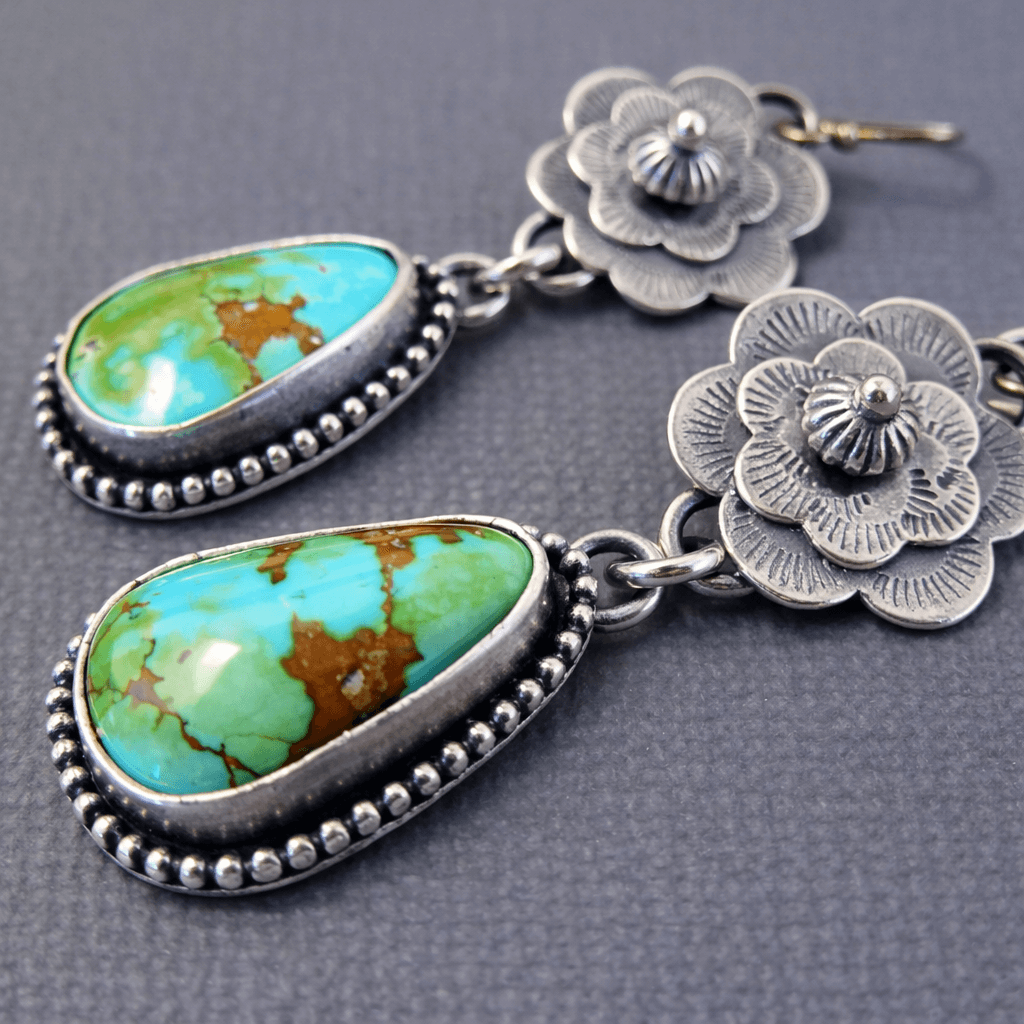 Vintage Turquoise Floral Drop Earrings