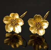 Classic Gold Flower Earrings with Gold Center Detail