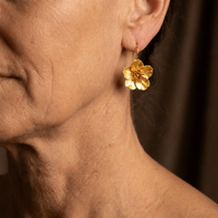 Classic Gold Flower Earrings with Gold Center Detail