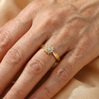 Classic  Gold Plated Cubic Zirconia Flower Decor Ring