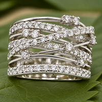 Vintage Layered Zirconia Silver Ring