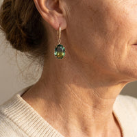 Elegant Vintage Inspired Oval Green Crystal Drop Earrings