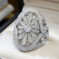 Elegant Vintage Sparkling Full Zirconia Sunflower Ring