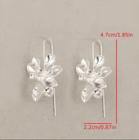 Elegant Silver Floral Hoop Drop Earrings