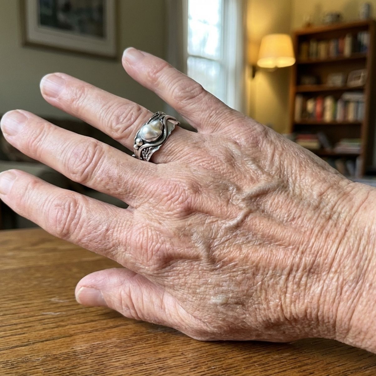 Vintage Wave Design White Stone Silver Plated Ring