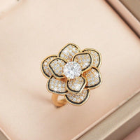 Elegant Vintage Style Silver Plated Floral Diamond Ring