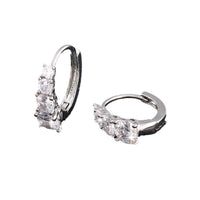 Classic Sparkling Cubic Zirconia Hinged Hoop Earrings
