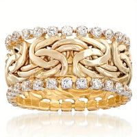 Vintage Celtic Knot Dot Zirconia Inlaid Gold Plated Band Ring