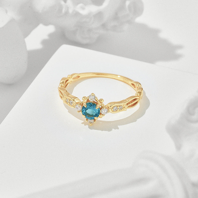 Blue Square Halo Ring