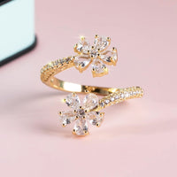 Elegant Adjustable Flower Cubic Zirconia Ring