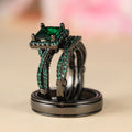 Black gold green diamond three-piece set