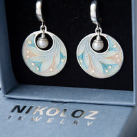 Elegant Silver Plated Romantic Pearl Disc Drop Earrings