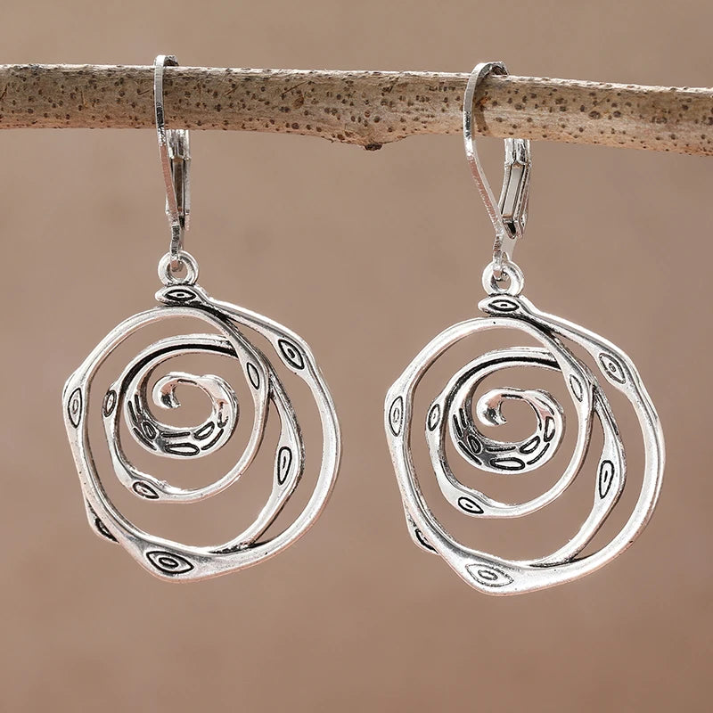 Sculptural Spiral Sterling Silver Drop Earrings