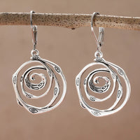 Sculptural Spiral Sterling Silver Drop Earrings