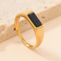 Sleek Rectangular Gemstone Gold Rings