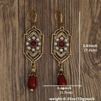 Art Deco Gold Garnet & Pearl Drop Earrings