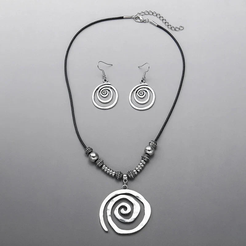 Bohemian Spiral Necklace and Earrings Set
