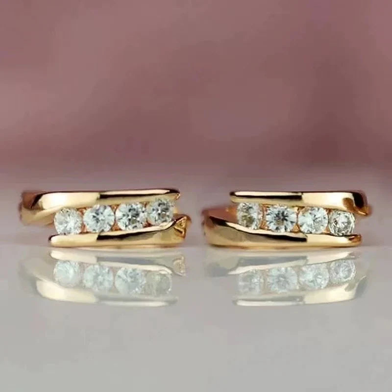 Gold Elegant Zirconia Earrings