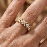Shiny Horse Eye Shaped Zirconia Inlaid Ring