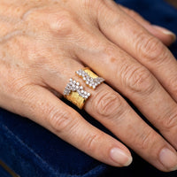 Vintage Gold Plated Cubic Zirconia Wide Ring