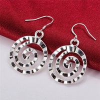 Vintage Hammered Spiral Silver Plated Earrings