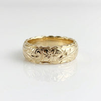 Vintage Style Floral Engraved Gold Plated Band Ring