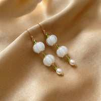Vintage White Stone & Pearl Earrings