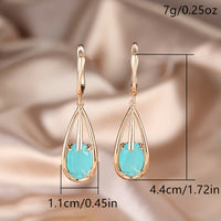 Elegant Gold Plated Teardrop Zirconia Long Pendant Earrings