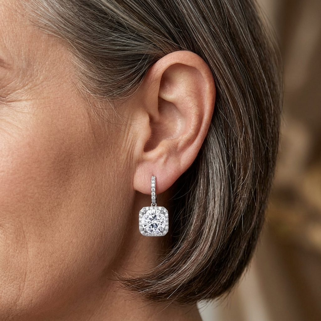 925 Sterling Silver Elegant Moissanite Halo Stud Earrings Wholesale In