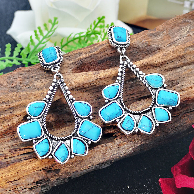 Vintage Silver Plated Turquoise Drop Earrings